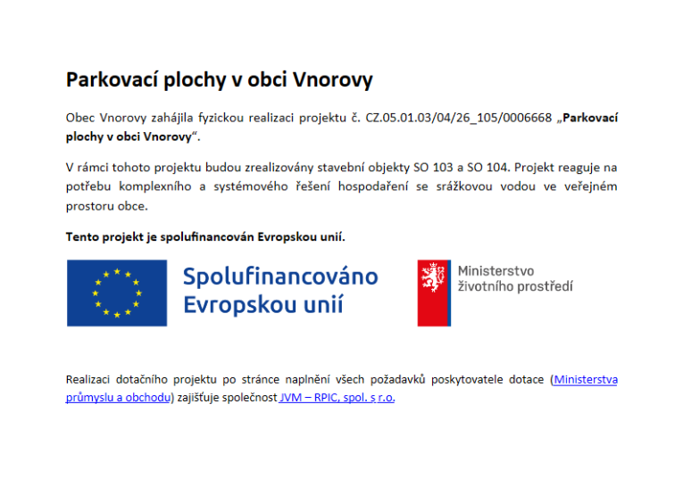Dotace na&nbsp;realizace parkovišť